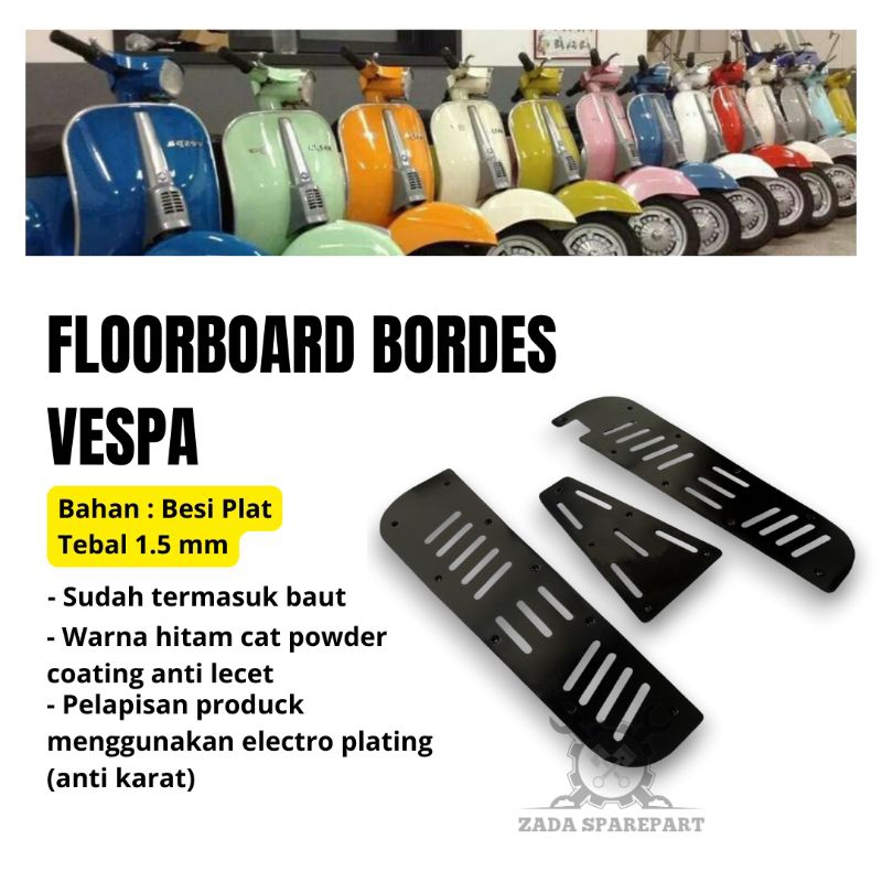 Floorboard Bordes Dek Lantai Pijakan kaki Vespa Px Sip Sprint Pts Excel Super Modern