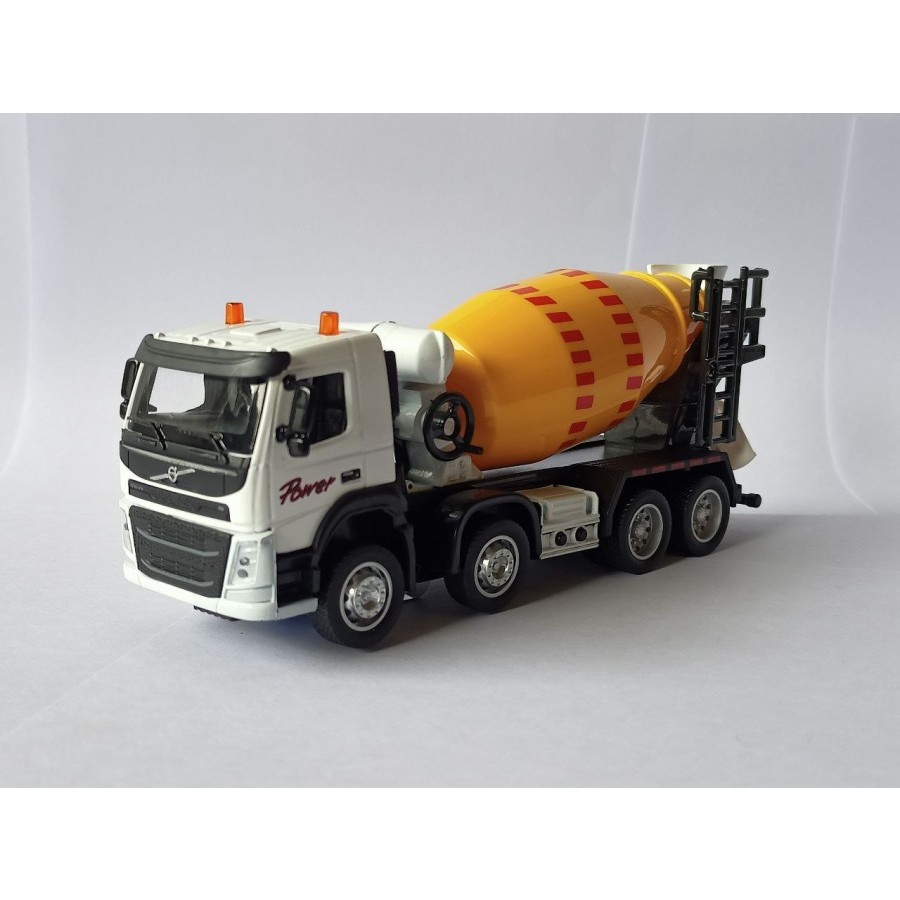 Diecast Truk Volvo Cement Mixer kuning mainan miniatur mobil molen