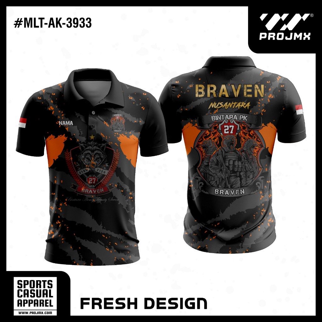 PROJMX - KAOS JERSEY MILITER LETTING BRAVEN / BINTARA PK ( BISA CUSTOM )