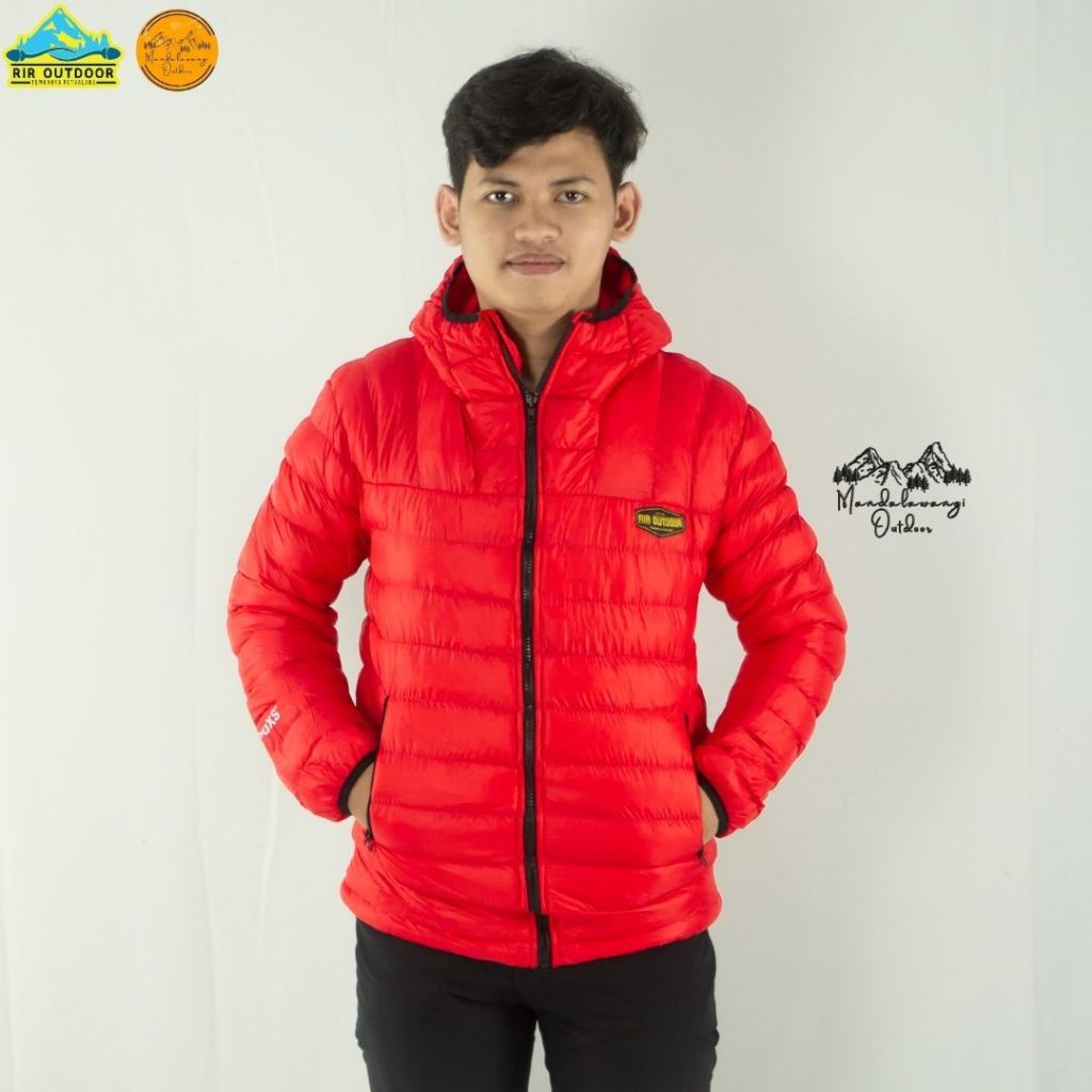 JAKET OUTDOOR PUFFER KEMBUNG DACRON MICROFIBER HAPUX MERAH JAKET GELEMBUNG JAKET NAIK GUNUNG