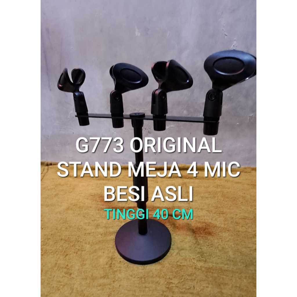 G773 ORIGINAL STAND MIC PENDEK 40 CM MEJA 4 HOLDER BESI ASLI TABLE TIANG TRIPOD TRIPODS 4IN1 CABANG 