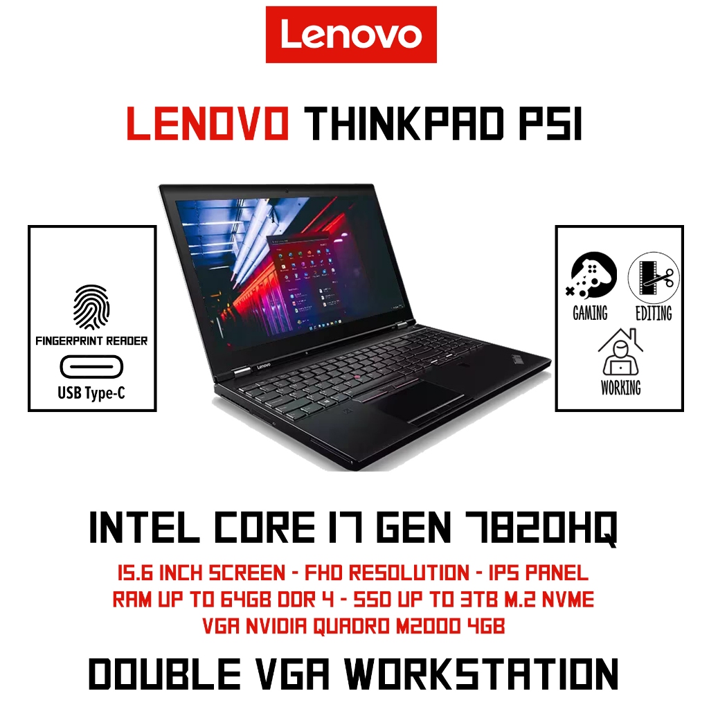 LAPTOP SECOND WORKSTATION LENOVO THINKPAD P51 DOUBLE VGA RAM 64GB SSD 3TB