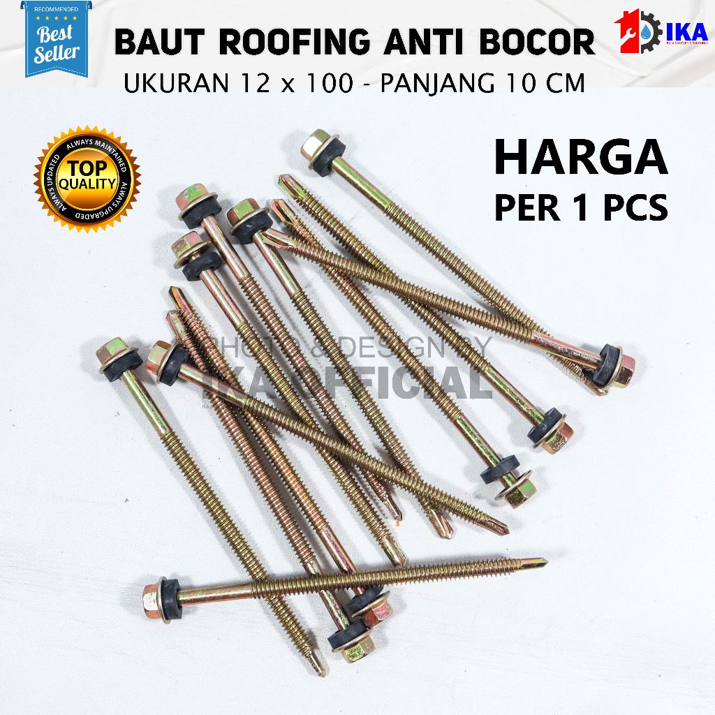 1 PCS / 1 Buah -  100mm Baut Sekrup Roofing / Baut Sekrup Baja Ringan Kuning 100 mm / 10cm *MURAH sk