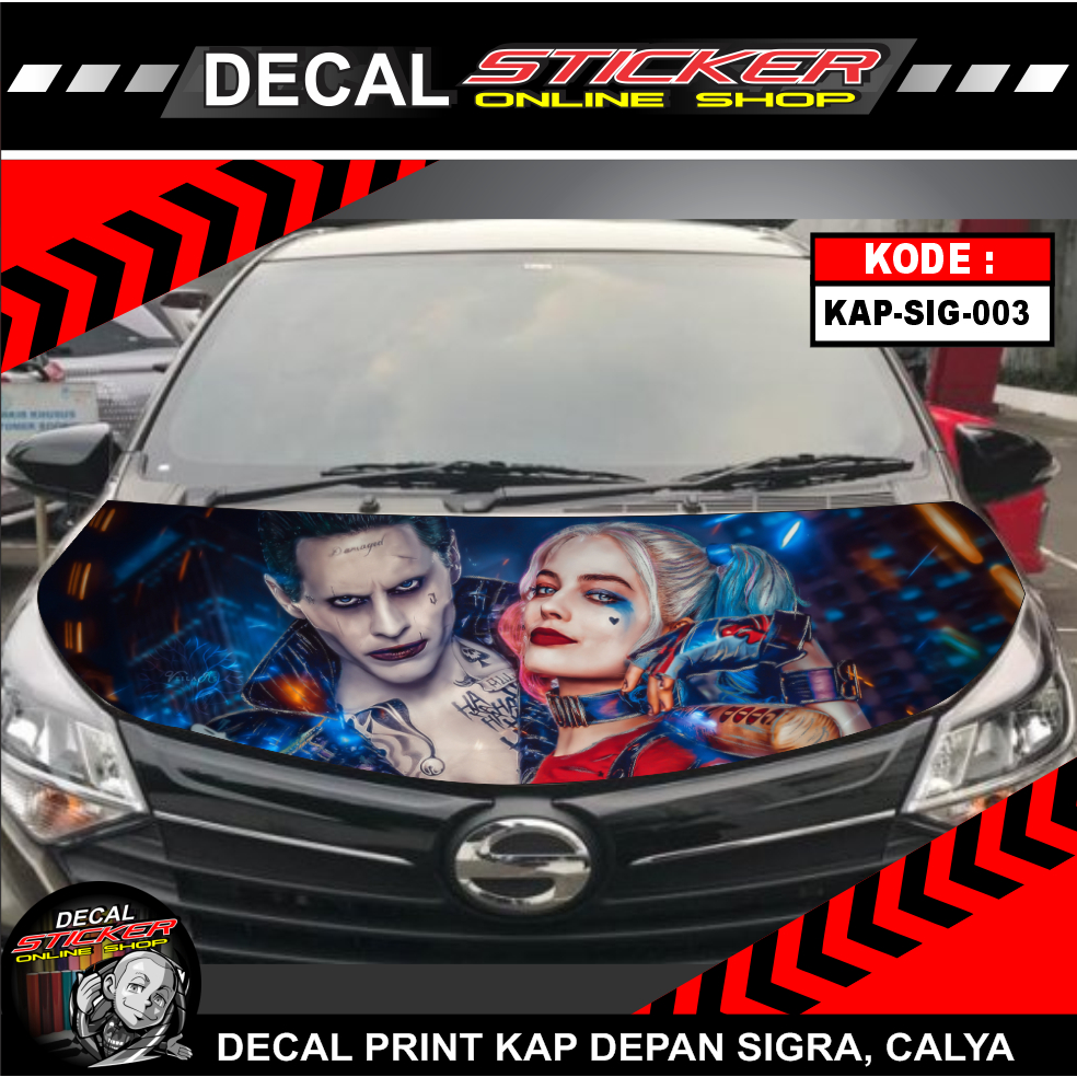 STIKER DECAL PRINT KAP DEPAN MOBIL SIGRA, CALYA KEREN