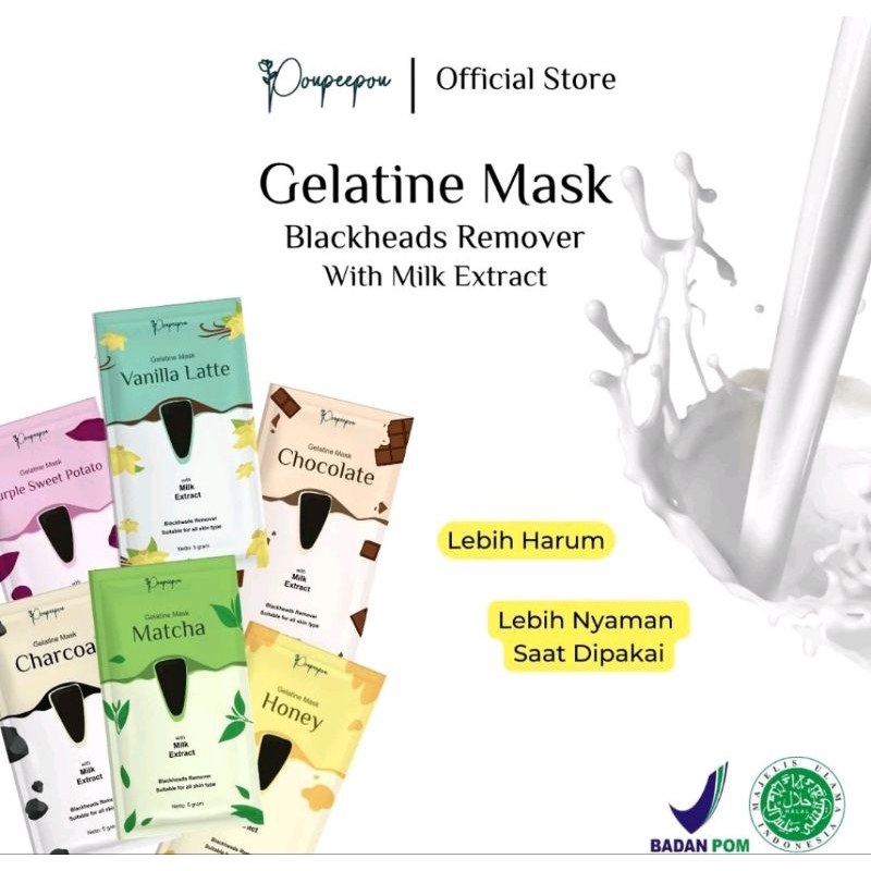 Poupeepou BPOM DAN HALAL MUI Masker Komedo Gelatin Masker Organik