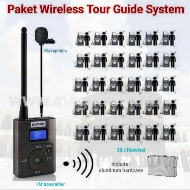 Paket Wireless Tour Guide System 1 Transmitter+ 30 Receiver