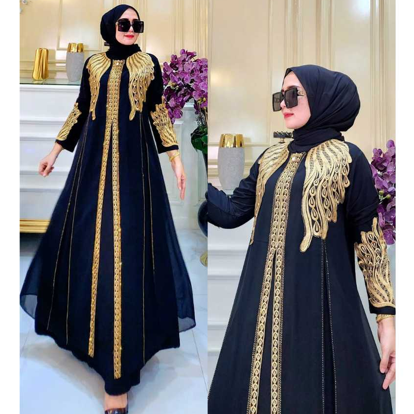 PROMO / BAHAN PREMIUM / Gamis Abaya Turkey Hitam SHANIA / Abaya Turkey Muslim Wanita BUSUI Jersey