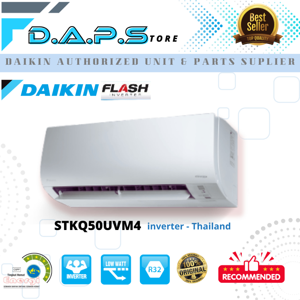 AC Daikin Thailand 2 PK Flash Inverter  FTKQ50UVM4 + RKQ50UVM4
