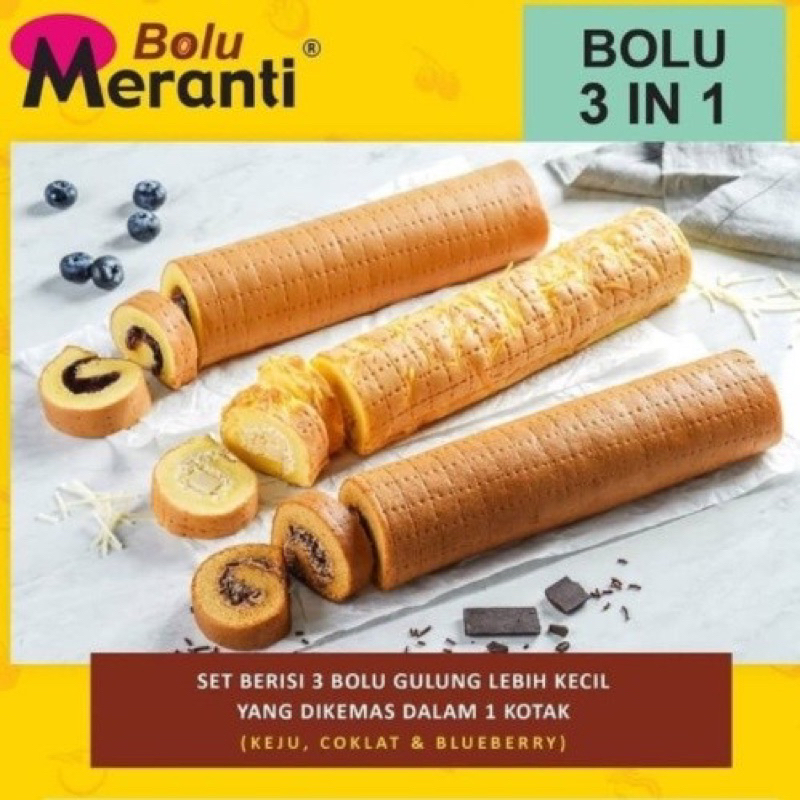 

TERMURAH BOLU MERANTI 3 IN 1 (KEJU,COKLAT,BLUEBERRY)