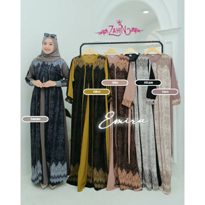 Emira Dress by Zahin/ Gamis Outer Cringkel EMIRA Dress ORI by Zahin/ Gamis Cringkel by Zahin Terbaru/ Drees Zahin Original Terbaru