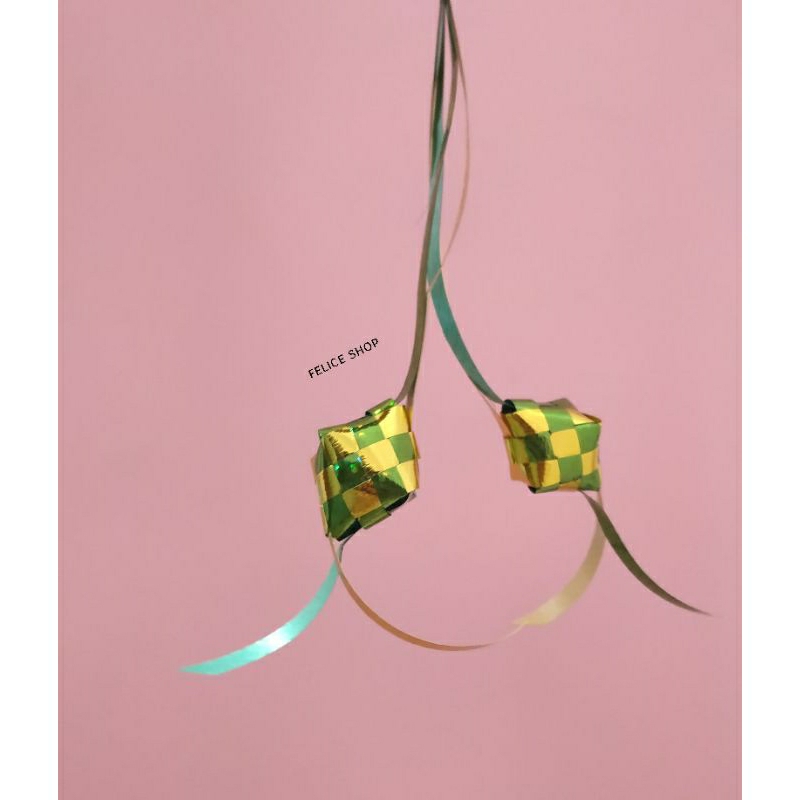 ketupat mini pita hologram // hiasan ketupat