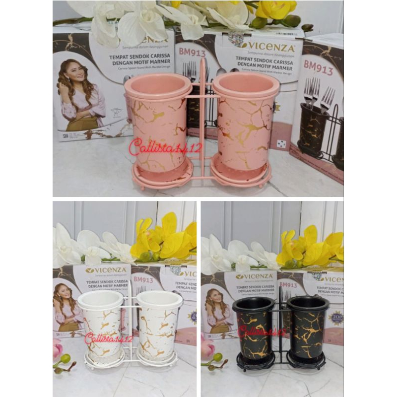 Wadah Sendok/ Garpu Keramik Marble Vicenza BM-913
