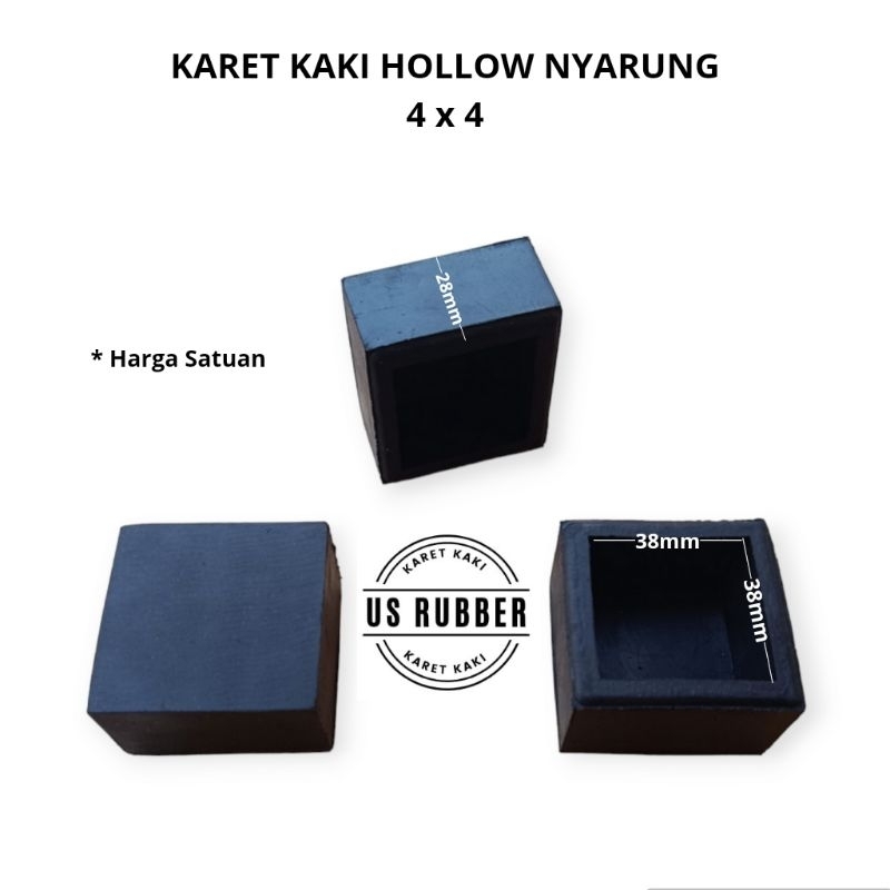 Karet Kaki Hollow 4x4 Nyarung Karet Kaki Meja Karet Kaki Kursi Karet Kaki Rak Karet Kaki Besi Kotak 