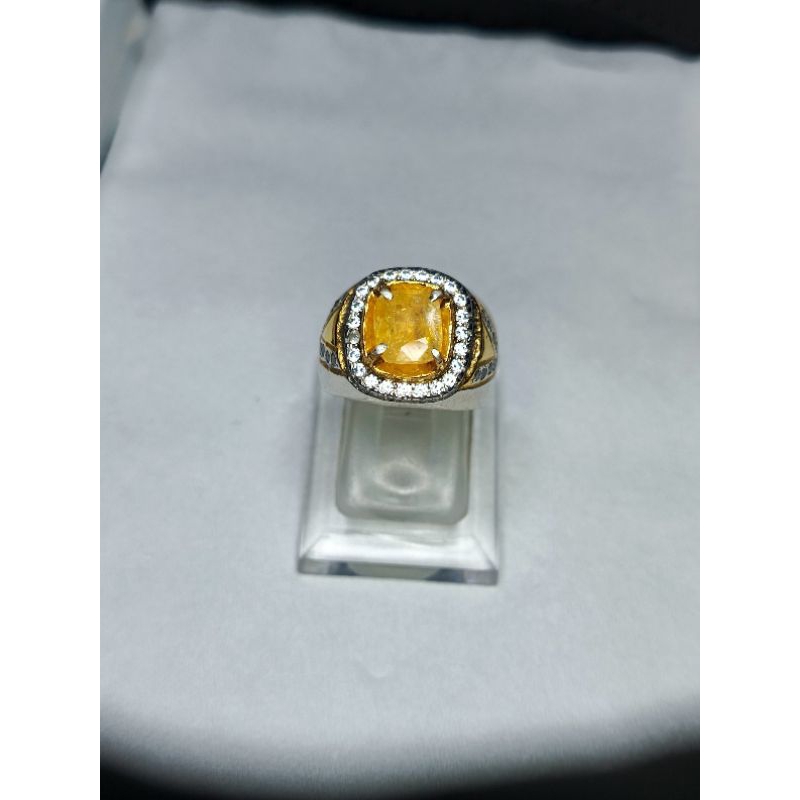 NATURAL YELLOW SAPPHIRE RING PERAK TEBAL KADAR 925