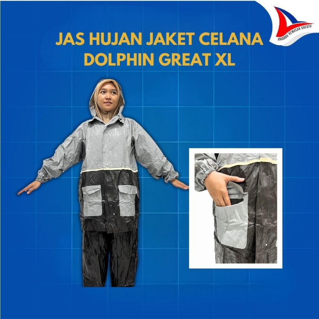 Jas Hujan Jaket Celana Dolphin Dewasa Great Xl / Jas Hujan Dewasa / Jas Hujan Jaket Celana