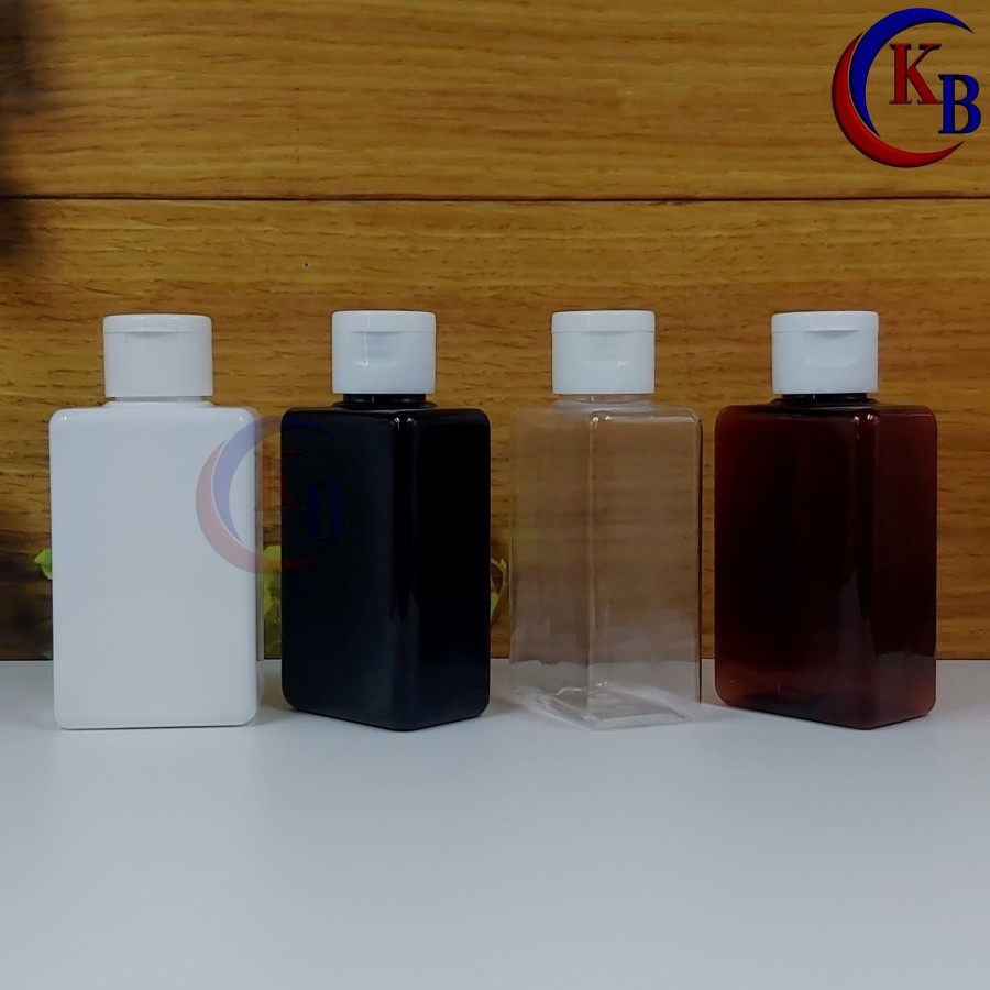 BOTOL FLIPTOP 100 ML SMOOTH PUTIH / BOTOL PLASTIK 100ML KOTAK NECK 24