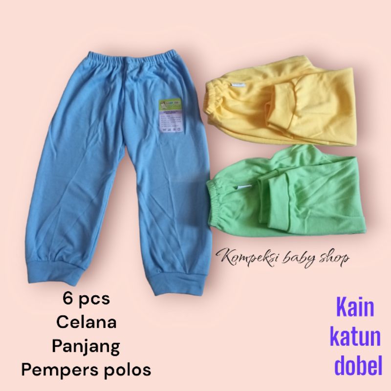 6 pcs celana panjang bayi motip pampers /kain katun tc