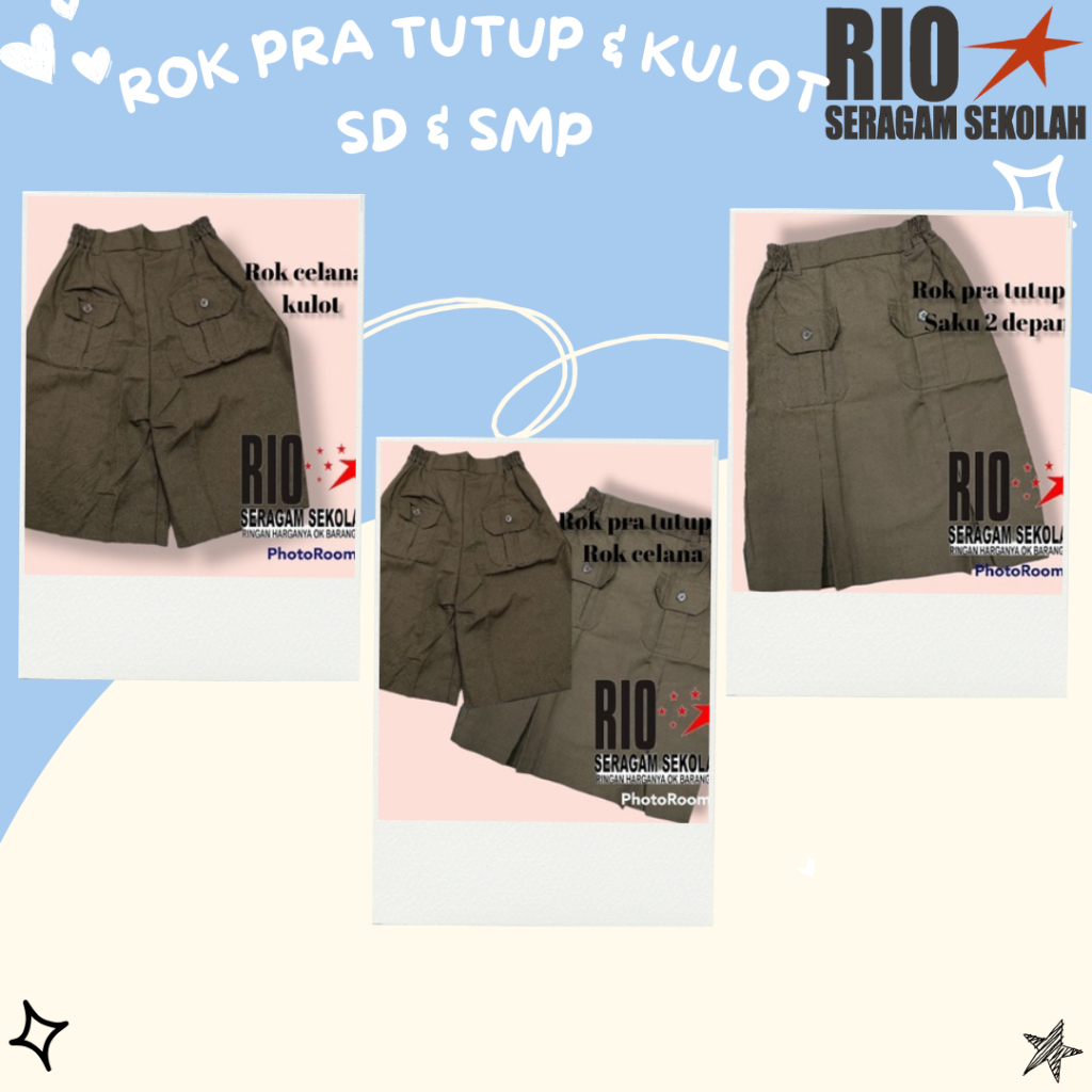 ROK SAKU DEPAN 2 PRAMUKA / ROK CELANA PRAMUKA / ROK KULOT PRAMUKA / ROK PRAMUKA SD / ROK PRAMUKA SMP