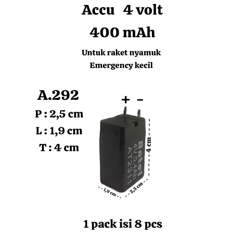 Accu Aki Kering Battery Baterai 400mA 4 Volt