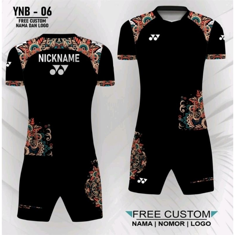 setelan jersey dan celana badminton baju bulu tangkis kaos bulutangkis yonex batik free custom