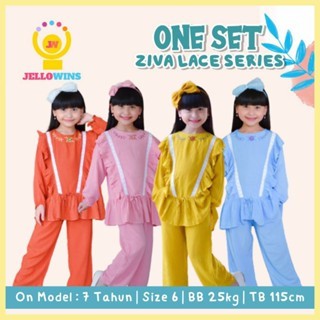 JELLOWINS Ziva Lace - Set Blouse Celana Kulot Rayon Crinkle Anak Perempuan 2-20 Tahun