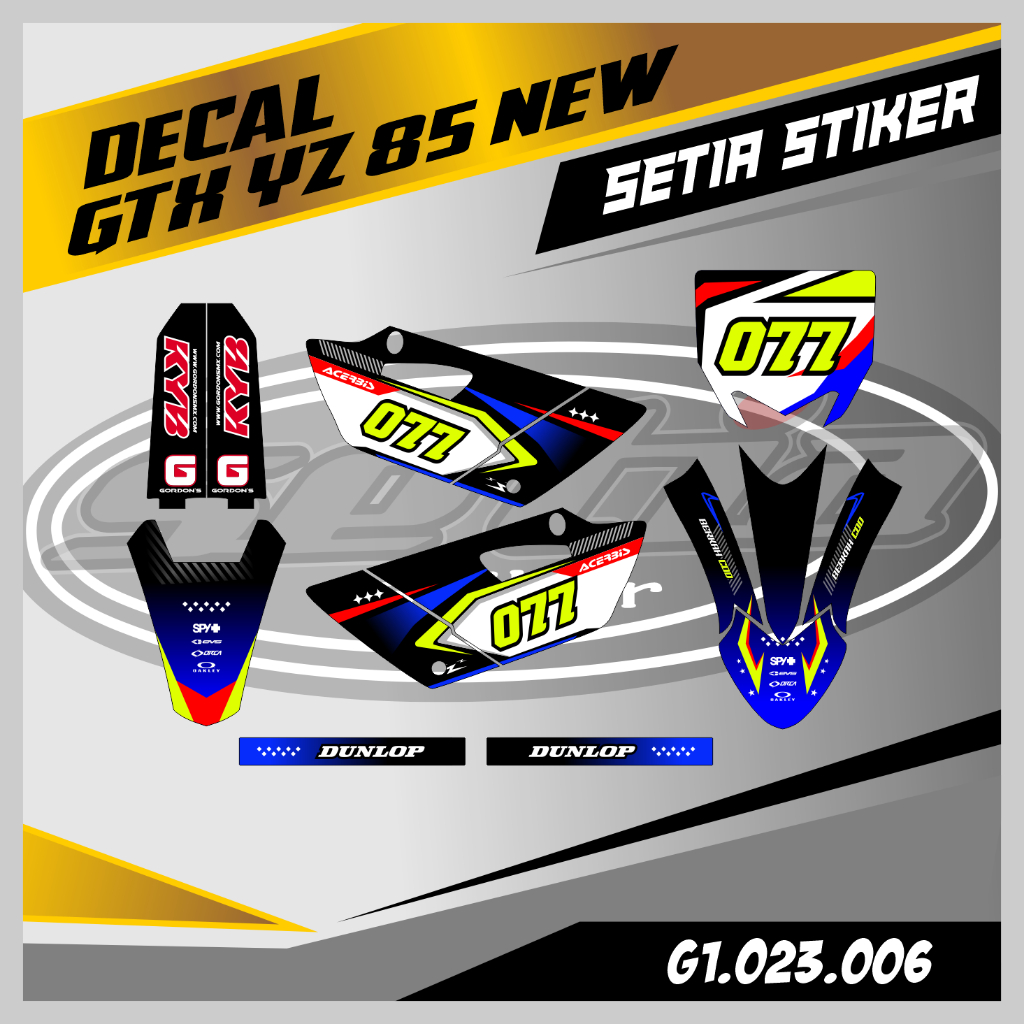 STIKER STRIPING DECAL VARIASI LIS YAMAHA YZ 85 NEW, GTX YZ 85 NEW, BEBEK STANDAR, BEBEK MODIF, DECAL
