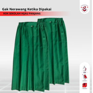 Seragam Sekolah TK SD MI Madrasah Rok Panjang Anak Perempuan Pinggang Karet Warna Hijau Premium