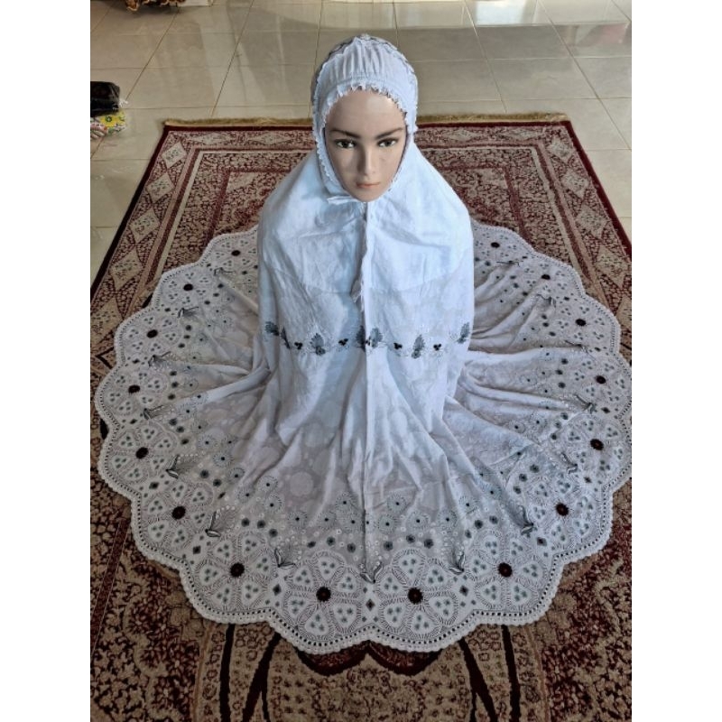 mukena bordir kerancang premium khas Bukittinggi