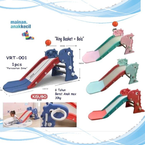 Unik Mainan Anak Perosotan VRT- 001 Dino Ring Basket  Bola - TANPA BUBBLE Berkualitas