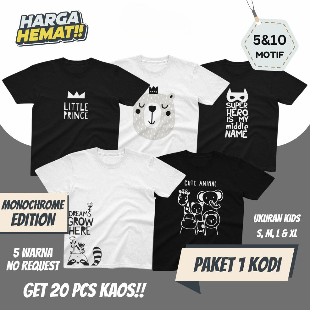 1 Kodi Kaos Anak KIDS MONOCHROME SERIES KIDS/Kaos Anak Cowok