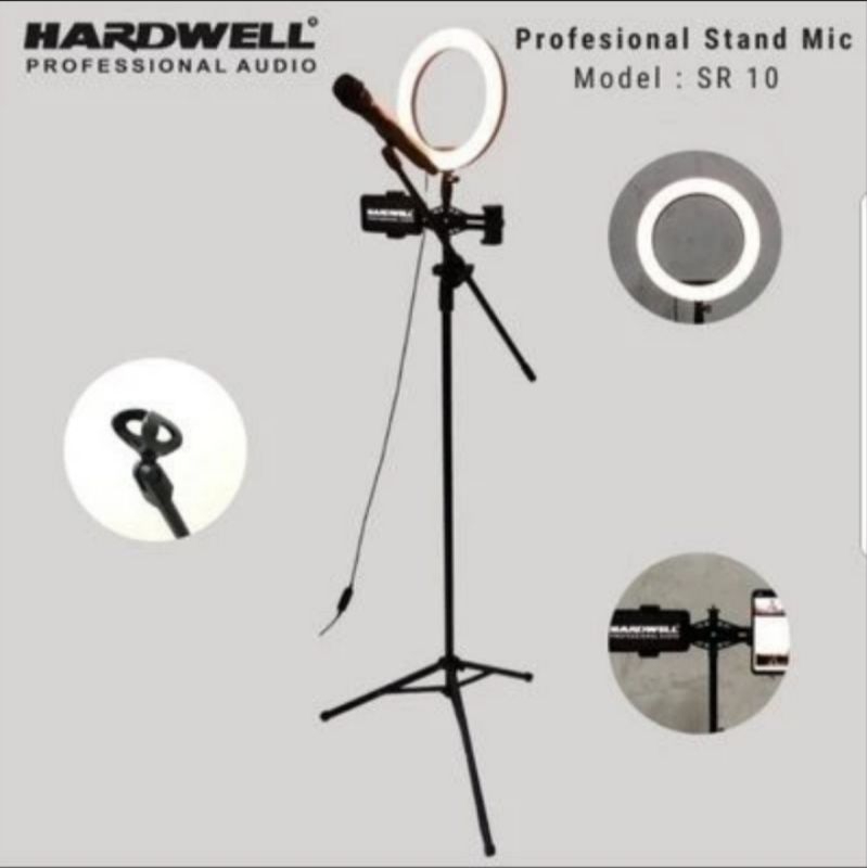 Stand Mic Hardwell SR10 Live Lampu Streaming SR 10 Original
