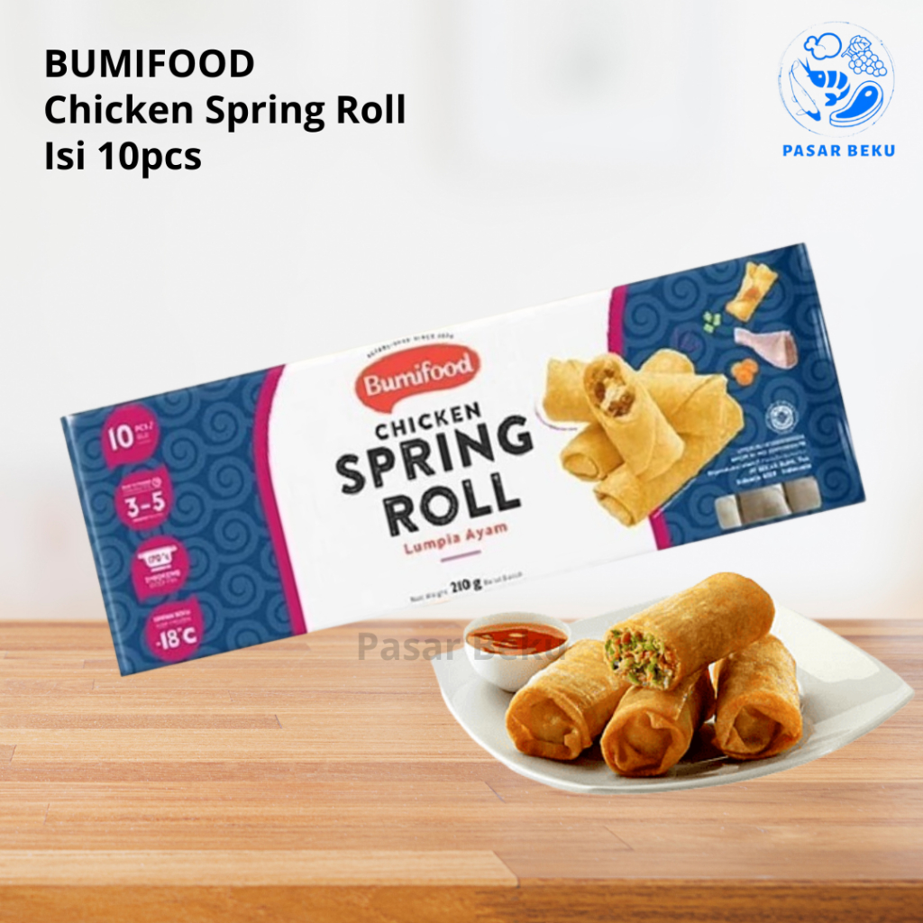 

Spring Roll Lumpia Ayam 210gr Isi 10pcs Frozen Food Pasar Beku Padang