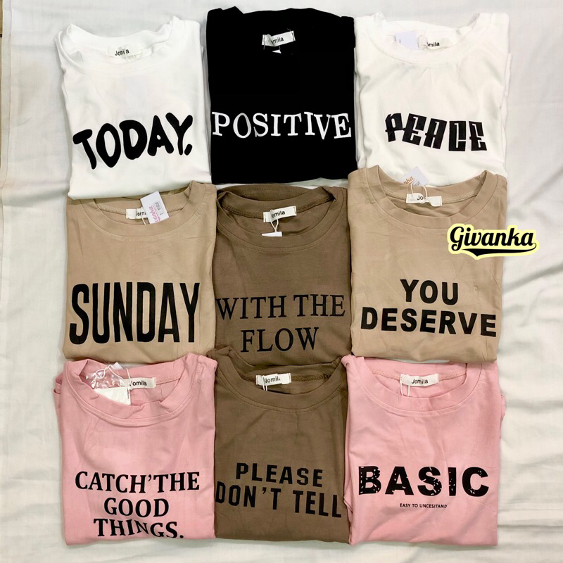 KAOS IMPORT OVAL FIT BODY WANITA LENGAN PENDEK 9MOTIF// TSHIRT IMPORT WANITA TULISAN MIX/ KAOS IMPOR