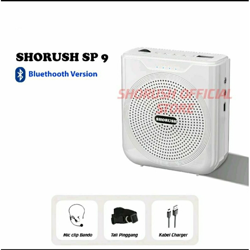 Shorush SM-9 Speaker Pinggang Portable Mini Bluethooth Dengan Microphone Mic Clip on Bando Pengeras