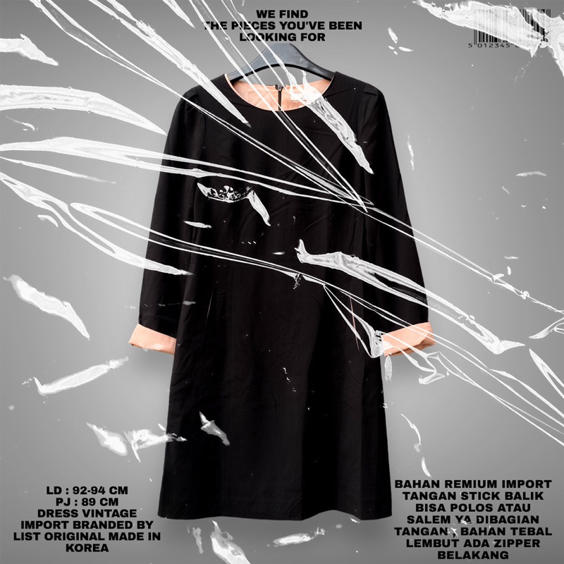 KOREAN DRESS/KOREAN LOOK/KOREAN STYLE/BLACK DRESS/DRESS IMPORT/OFFICE DRESS/DRESS BKK/SIMPLE DRESS/M