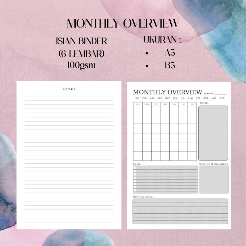 

PART 3 ISI BINDER MONTHLY PLANNER & MONTHLY OVERVIEW/CATATAN BULANAN DAN RENCANA BULANAN
