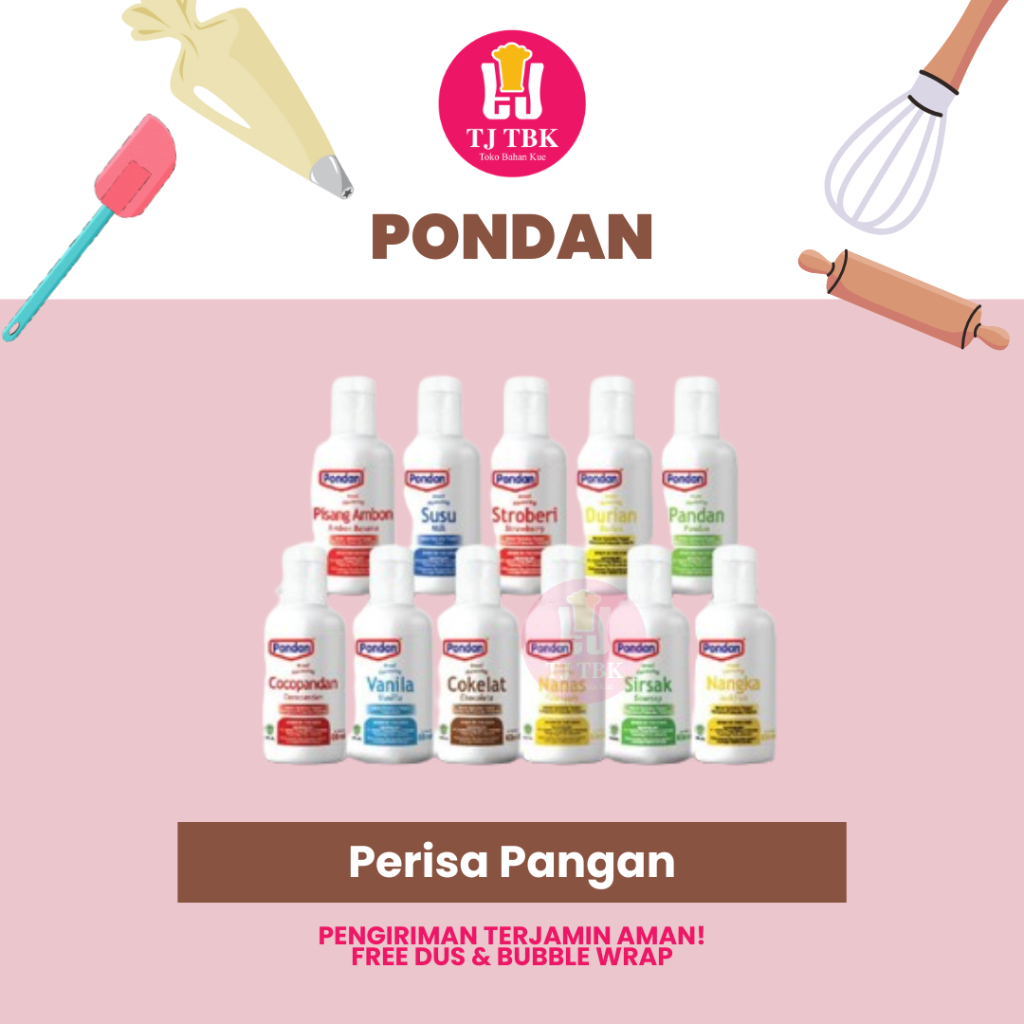 

PONDAN Pasta Susu/ Vanilla/ Pisang Ambon/ Pandan/Coklat/Strawberry/Blueberry/Frambozen 60gr | Toko Bahan Kue TJ