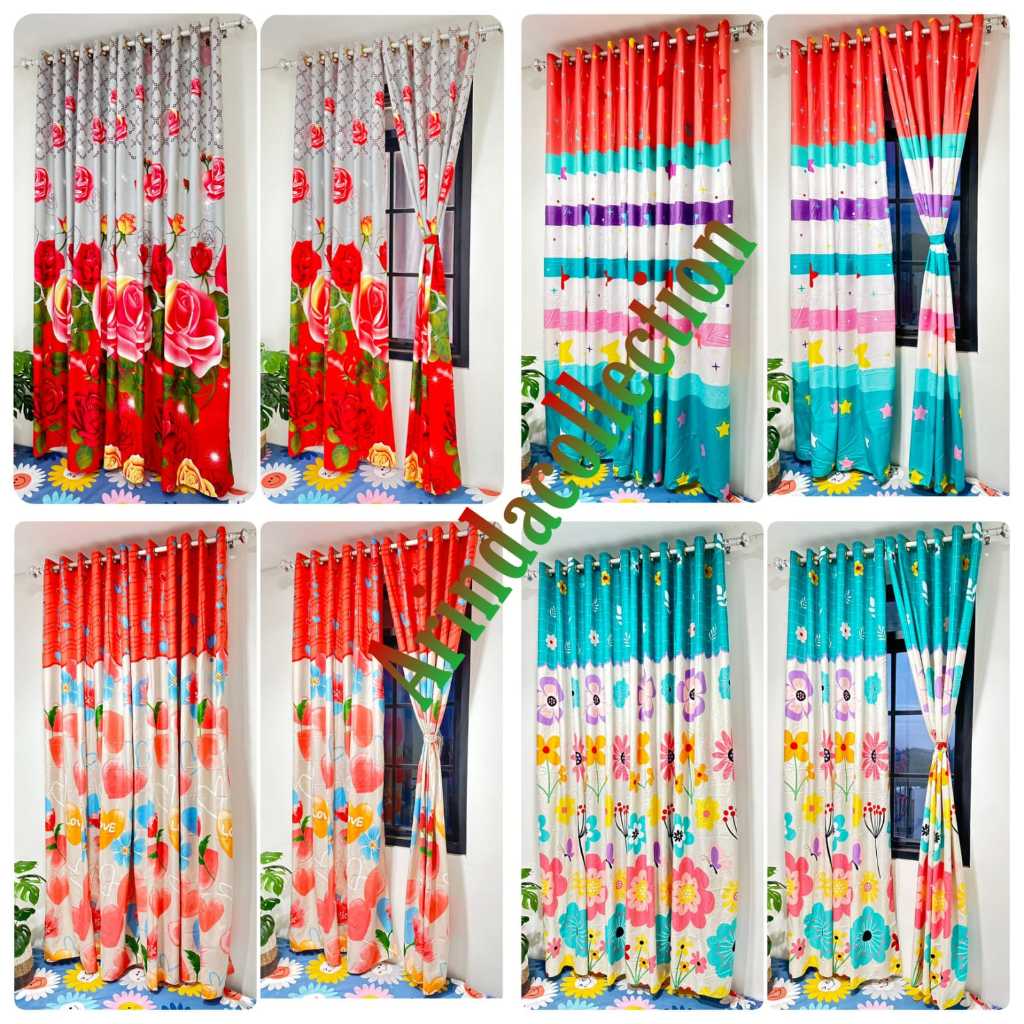 Gorden smokring 12 ring pintu jendela /gorden pintu jendela smokring UK 135 x 230 free tali pengikat