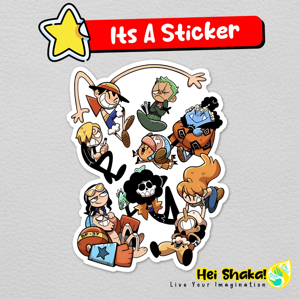 

Stiker One Piece Mugiwara Pirate Squad Sticker Anime Manga Jepang Vinyl Anti Air