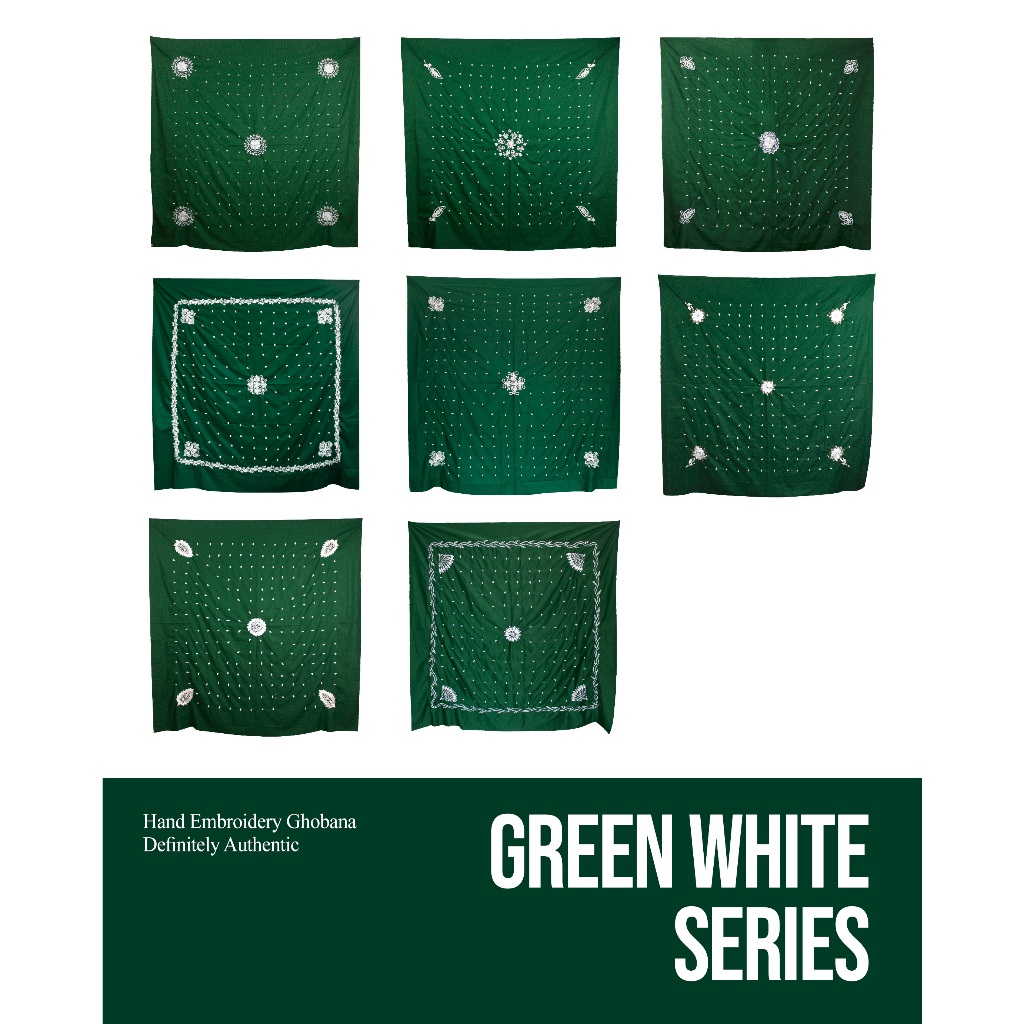 Yateer Ghobanah Imamah Hijazy Ukuran 150 x 150 Serian Hijau - Putih