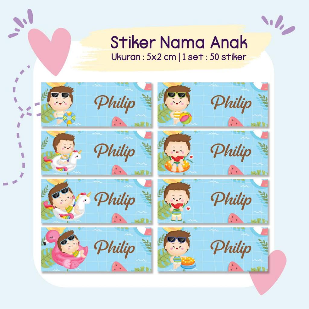 

Stiker Nama Anak Waterproof / Anti Air : Kode 22
