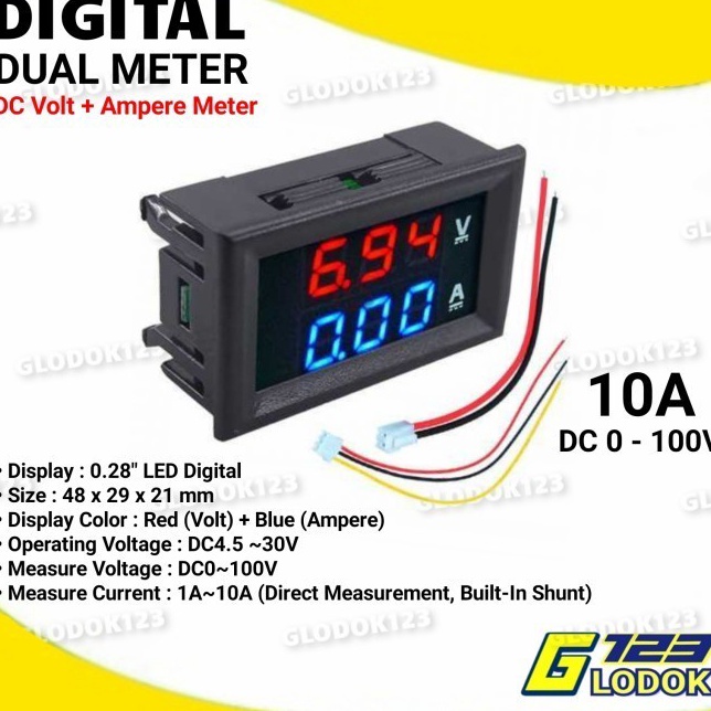 Nkc Dual Volt Amp Meter Digital Ampere Meter Voltmeter 1A 1V Ammeter q Paling Dicari