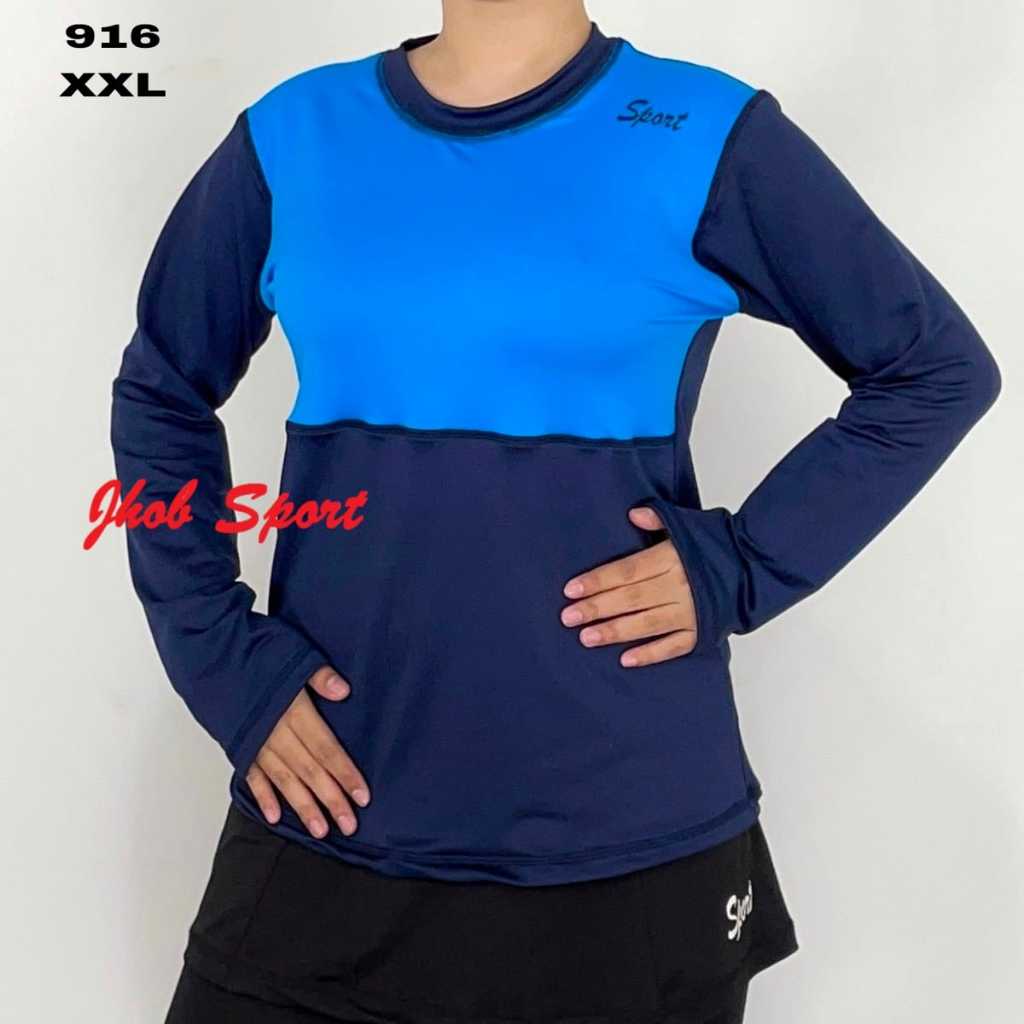 Baju Olahraga Wanita JUMBO/Kaos Senam Wanita Lengan Panjang/Atasan Zumba Muslimah/Kaos/Gym/Aerobic/R