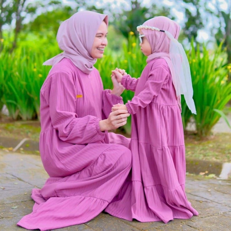 gamis knit coupel anak ibu premium terbaru