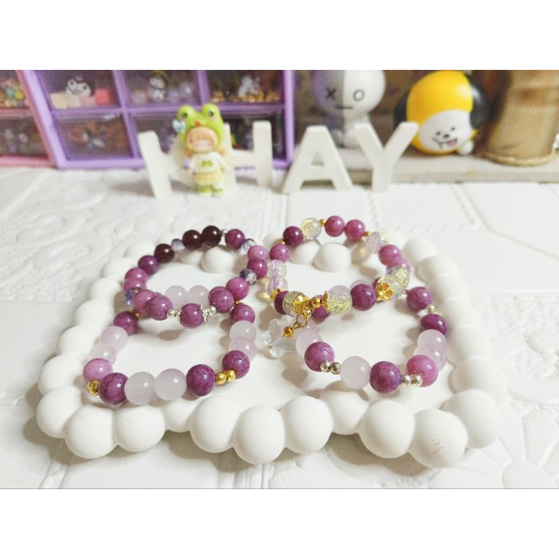 Gelang Batu Mutiara Crystal - Ungu - Gelang Manik-Manik