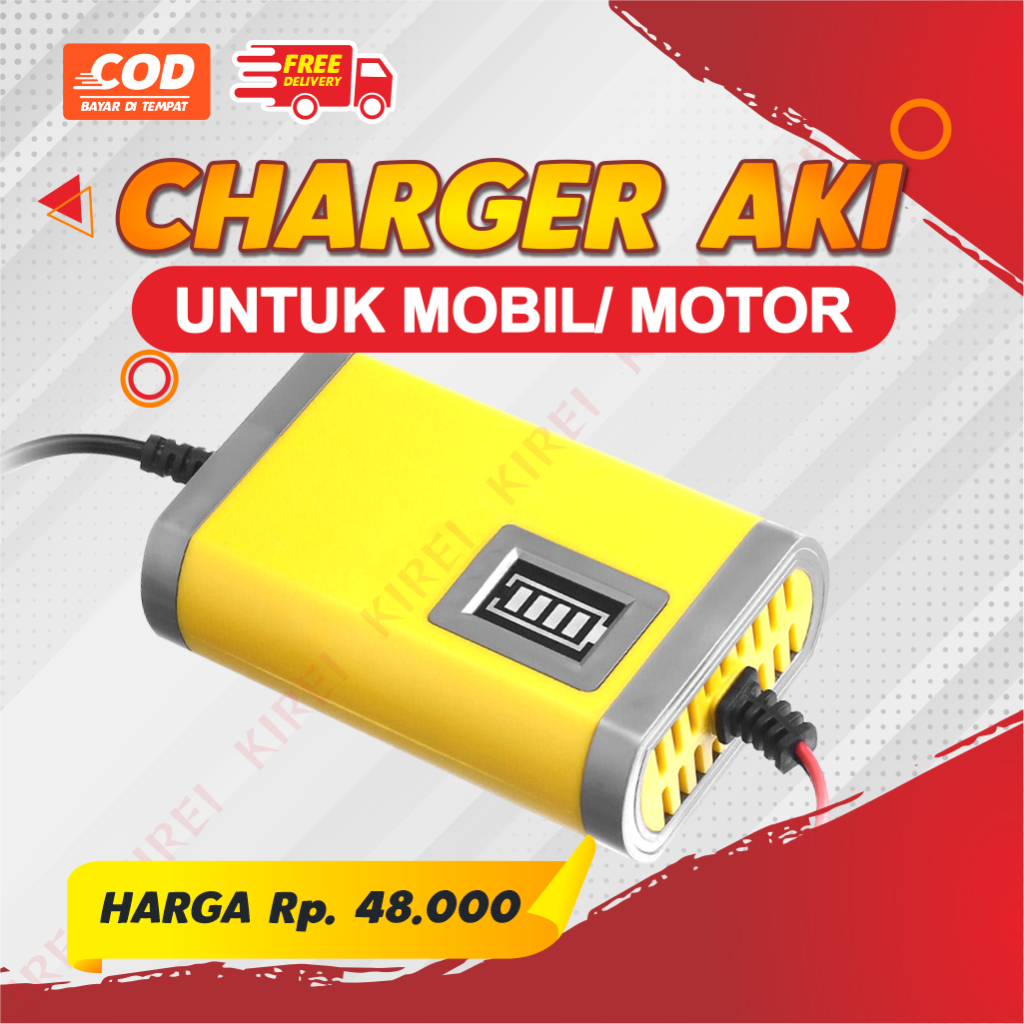 Charger Aki Motor Mobil Portable Casan Aki 2A 12V Kabel Indonesia Casan Aki Accu