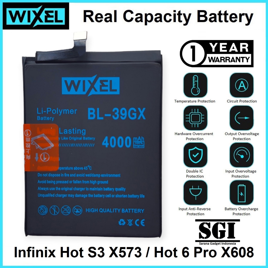 WIXEL Baterai Infinix Hot S3 X573 / Hot 6 Pro X608 BL-39GX BL39GX Double Power Real Capacity Batre Batrai Battery Original Ori HP Handphone Dual