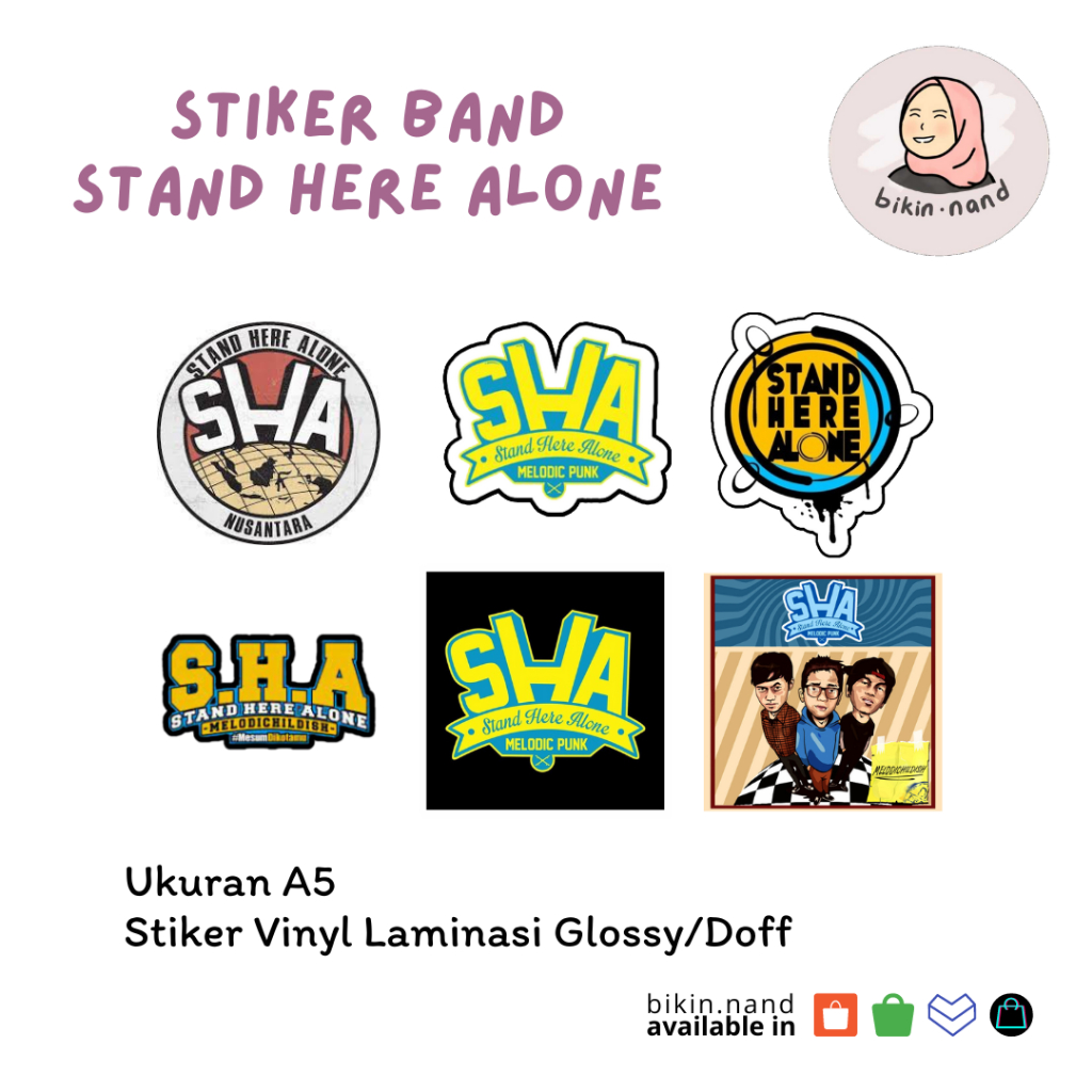 

STICKER PACK BAND Stand Here Alone (HIGH QUALITY) MURAH 6 pcs