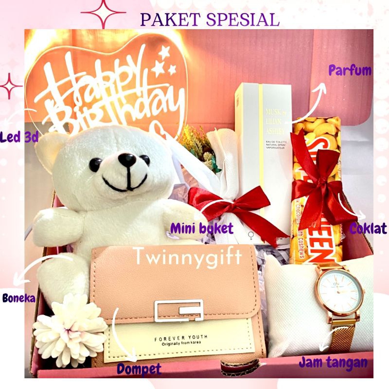 HAMPERS KADO CEWEK ULANG TAHUN VALENTINE HADIAH PACAR ANNIVERSARY WISUDA BONEKA JAM TANGAN