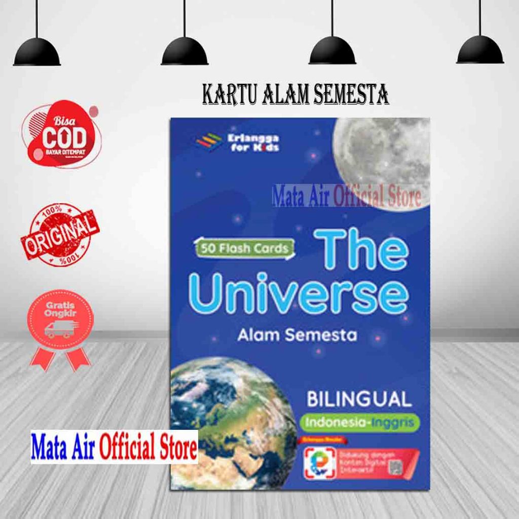 ORIGINAL 50 FLASH CARDS KARTU ALAM SEMESTA BILINGUAL - ERLANGGA FOR KIDS